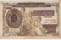 BANKOVEC 1000 DINARJEV P-24a ( LJOTIĆEVA SRBIJA JUGOSLAVIJA ) 1941.VF