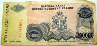 BANKOVEC 100000 DINARA REPUBLIKA SRBSKA KRAJINA