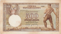 BANKOVEC 500 DINARJEV P31a (LJOTIĆEVA SRBIJA JUGOSLAVIJA ) 1942.VF