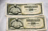 2x Bankovec 500 dinarjev SFRJ BH, BD serija