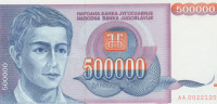 bankovec 500000 DINARJEV-P119a "AA"  (JUGOSLAVIJA) 1993.UNC