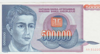 BANKOVEC 500000 DINARJEV-P119a "AA" (JUGOSLAVIJA) 1993.XF/XF++