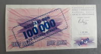 BOSNA 100.000 dinara 1.9.1993 UNC novčani bon