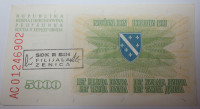 Bosna in Hercegovina 5000 dinara 1993 XF SDK Zenica pretisk