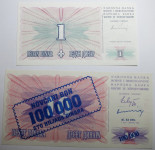 BOSNA in HERCEGOVINA lot 2 bankovcev 1992 1994 PRETISK UNC