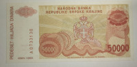 HRVAŠKA KNIN P-R21 50000 DINARA 1993 UNC
