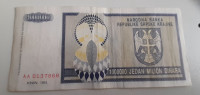 HRVAŠKA Srpska krajina Knin 1.000.000 dinara 1993