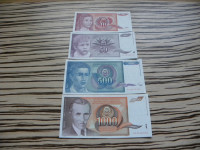Jugoslavija 10, 50, 500,1000 dinarjev 1990