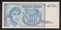 Jugoslavija 100 dinarjev 1992 - AH - UNC