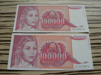 Jugoslavija 100000 dinarjev 1989 - XF/aUNC - spodnji
