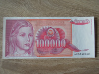 Jugoslavija 1989 100.000 dinarjev UNC serija AU.