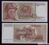 JUGOSLAVIJA - 20.000 dinara 1987 UNC serija BC široke črke