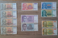 Jugoslavija, 33 različnih bankovcev, veliko AA serij, posamični nakup