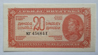 JUGOSLAVIJA - 20 dinarjev 1944, papir z malimi zašč. nitkami