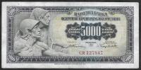 Jugoslavija bankovec za 5000 dinarjev 1955 iz obtoka , VF