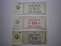 Jugoslavija, boni za bencin, 1984, 5,10,20 litrov