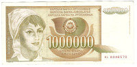 JUGOSLAVIJA   P99  1000000  DINARA  1989