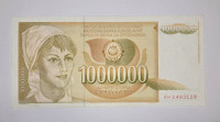 Prodam bankovca 1000000 dinarjev 1989