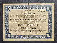 Prodam bankovec 10 perperjev Črna Gora 1914