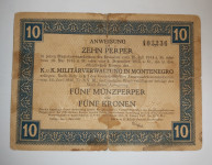 Prodam bankovec 10 perperjev Črna Gora 1917