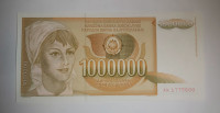 Prodam bankovec 1000000 dinarjev 1989 UNC