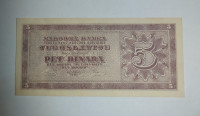 Prodam bankovec 5 dinarjev 1950