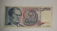 Prodam bankovec 5000 dinarjev 1985 ZA