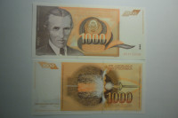 SFR JUGOSLAVIJA BANKOVEC 1000 DINARA 1990 UNC