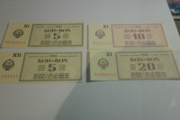SFR JUGOSLAVIJA  BONI 5,10,20 LITROV BENCIN-DIESEL 1984 4 KOSI