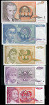 SFRJ, letnik 1990: 10, 50, 100 , 500 in 1000 dinarjev, vsi UNC