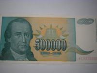 ZR JUGOSLAVIJA BANKOVEC 500 000  DINARA 1993
