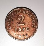 Črna gora kovanec za 2 pare 1906