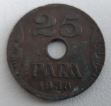 Jugoslavija 25 para 1938