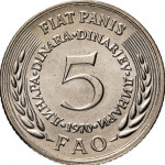Kovanec SFRJ, Jugoslavija 5 dinarjev FAO
