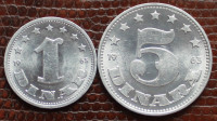 YU - Lot - 1 i 5 dinara - 1963 - UNC