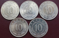 YU - Lot - 10 dinara - 5 kovancev