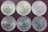 YU - Lot - 5 dinara - 6 kovancev