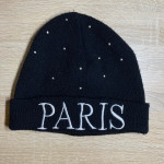 Črna Paris kapa z bleščicami
