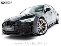 Podaljšek sprednjega odbijača V.1 črni sijaj Audi A6 S6 Sline C8 18-25
