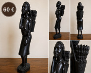 Afriška lesena figura ženske – ročno rezljana, 70 cm