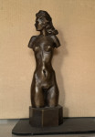 Kip ženski akt bron in glina portret ženske s kroglo umetniški izdelek