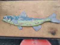 dekorativna riba ,Soška postrv , iz lesa dolžina 70 cm ročno delo