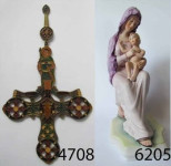 Vintage porcelanasta figurica Device Marije in Stenski križ