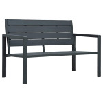 vidaXL Vrtna klop 120 cm HDPE siva videz lesa