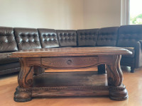 Retro klubska mizica iz masivnega lesa, miza