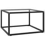 vidaXL Klubska mizica črna s kaljenim steklom 60x60x35 cm