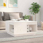 vidaXL Klubska mizica bela 60x61x32,5 cm trdna borovina