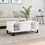 vidaXL Klubska mizica bela 90x50x36,5 cm inženirski les
