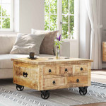 vidaXL Klubska mizica iz močnega mangovega lesa 70x70x40 cm