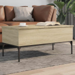 vidaXL Klubska mizica sonoma hrast 100x50x45 cm inženir. les in kovina